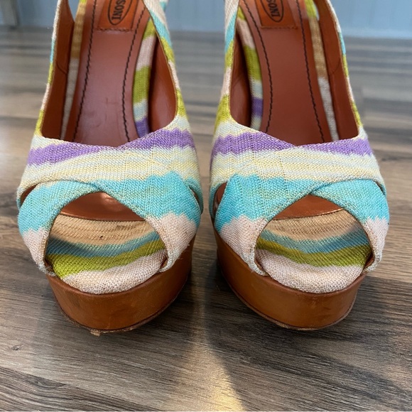 Missoni Slingback Peep Toe Pump Heels - Picture 4 of 11